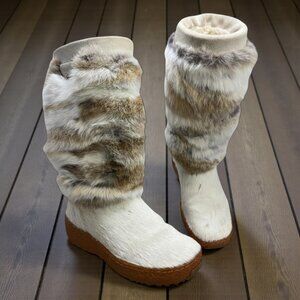 Oscar Sport Genuine Fur Cream Suede Apres‑Ski Mid Calf Boots
